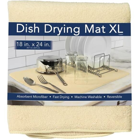 Kitchen Basics Dish Drying Mat Highly Absorbent Microfiber Kitchen Counter Mat - Picture 3 of 7
